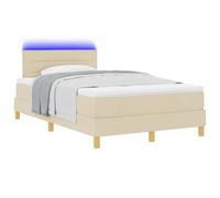 vidaXL Letto a rete con materasso e LED color crema, 120 x 200 cm, tessuto moderno e minimalista, per camera da letto degli adulti, in cotone traspirante, struttura in legno resistente, mobile da