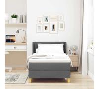 vidaXL Letto a Rete con Materasso Grigio Scuro, 90 x 190 cm, Tessuto. Testata Regolabile e Copertura Rimovibile. Design Moderno e Schiuma ad Alta Densità per un Comfort Ideale. Ottimo per una Notte