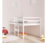 VidaXL Letto a Soppalco Bianco 90x190 cm in Legno Massello di Pino