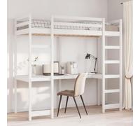 vidaXL Letto a Soppalco con Scrivania Bianco 80x200 cm Massello Pino, giroletto a soppalco, letto a soppalco, mobili per camera da letto