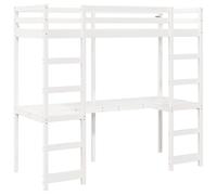 vidaXL Letto a Soppalco con Scrivania Bianco 80x200 cm Massello Pino, giroletto a soppalco, letto a soppalco, mobili per camera da letto
