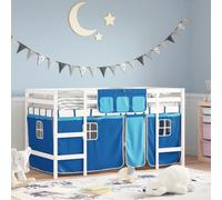 vidaXL Letto a Soppalco con Tende Bambini Blu 80x200 cm Massello Pino