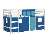 VIDAXL - Letto A Soppalco Con Tende Bambini Blu 80x200 Cm Massello Pino - SPEDIZIONE GRATUITA