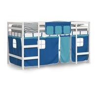 AX Letto Soppalco 205.5x95.5x113.5cm Bianco Tende Blu Scaletta Sponde 0K 3206968