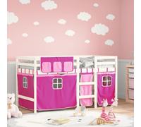 vidaXL Letto a Soppalco con Tende Bambini Rosa 80x200 cm Massello Pino