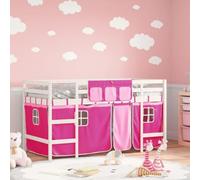 vidaXL Letto a Soppalco con Tende Bambini Rosa 90x190 cm Massello Pino