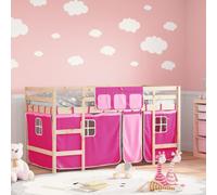 vidaXL Letto a Soppalco con Tende Bambini Rosa 90x200 cm Massello Pino