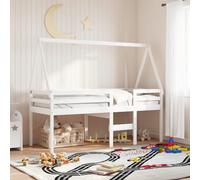 vidaXL Letto a Soppalco con Tetto Bianco 75x190 cm in Legno di Pino