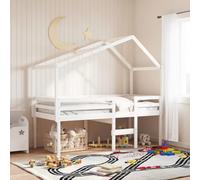 vidaXL Letto a Soppalco con Tetto Bianco 90x190 cm in Legno di Pino