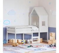 vidaXL Letto a Soppalco con Tetto Bianco 90x200 cm in Legno di Pino