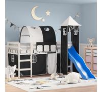 vidaXL Letto a Soppalco con Torre Bambini Bianco e Nero 80x200cm Pino