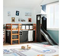 vidaXL Letto a Soppalco con Torre Bambini Bianco e Nero 80x200cm Pino