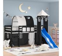 vidaXL Letto a Soppalco con Torre Bambini Bianco e Nero 90x190cm Pino