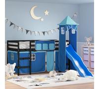 vidaXL Letto a Soppalco con Torre Bambini Blu 80x200cm Massello Pino