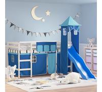 vidaXL Letto a Soppalco con Torre Bambini Blu 90x190cm Massello Pino