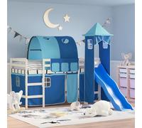 vidaXL Letto a Soppalco con Torre Bambini Blu 90x190cm Massello Pino