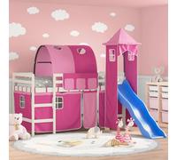 vidaXL Letto a Soppalco con Torre Bambini Rosa 90x200cm Massello Pino