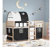 vidaXL Letto a Soppalco con Tunnel Bambini Bianco e Nero 90x190cm Pino
