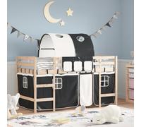 vidaXL Letto a Soppalco con Tunnel Bambini Bianco e Nero 90x190cm Pino