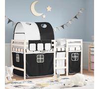 vidaXL Letto a Soppalco con Tunnel Bambini Bianco e Nero 90x190cm Pino