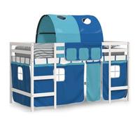 AX Letto Soppalco 195.5x95.5x113.5cm Bianco Tende Blu Tunnel Scaletta 0K 3207004