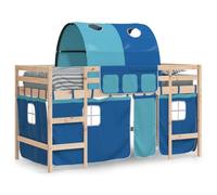 vidaXL Letto a Soppalco con Tunnel Bambini Blu 90x190cm Massello Pino