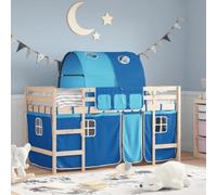 vidaXL Letto a Soppalco con Tunnel Bambini Blu 90x190cm Massello Pino