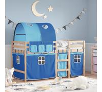 vidaXL Letto a Soppalco con Tunnel Bambini Blu 90x190cm Massello Pino