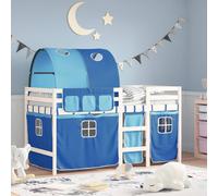 vidaXL Letto a Soppalco con Tunnel Bambini Blu 90x190cm Massello Pino
