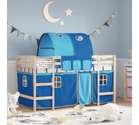 vidaXL Letto a Soppalco con Tunnel Bambini Blu 90x190cm Massello Pino