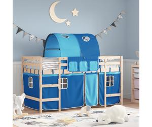 vidaXL Letto a Soppalco con Tunnel Bambini Blu 90x190cm Massello Pino