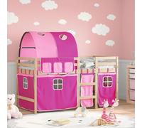 vidaXL Letto a Soppalco con Tunnel Bambini Rosa 90x190cm Massello Pino
