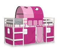 vidaXL Letto a Soppalco con Tunnel Bambini Rosa 90x190cm Massello Pino