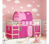 vidaXL Letto a Soppalco con Tunnel Bambini Rosa 90x200cm Massello Pino