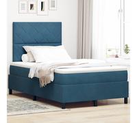 vidaXL Letto Box Spring Materasso e LED Blu Scuro 120x200 cm in Velluto