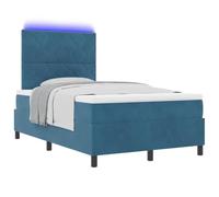 vidaXL Letto Box Spring Materasso e LED Blu Scuro 120x200 cm in Velluto