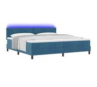 vidaXL Letto a Sorgente LED Blu Scuro 200 x 200 cm Velluto, Testata Regolabile, Letto Moderno con luci LED, Elegante in Velluto, Comfort duraturo per Notti di Lusso
