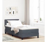vidaXL Letto a Sorgente LED con led Grigio scuro 100 x 200 cm Velluto