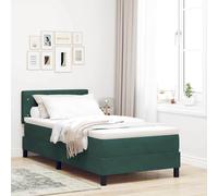 vidaXL Letto a Sorgente LED con led Verde Scuro 100 x 200 cm Velluto