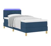 vidaXL Letto a Sorgente LED con Materasso Blu 100 x 200 cm Tessuto, Testiera Regolabile, Letto Moderno con Rete, Cornice con Luce LED, Comodo, Perfetto per Un Sonno Tranquillo