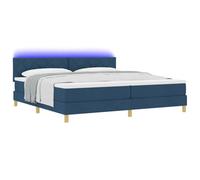 vidaXL Letto a Sorgente LED con Materasso Blu 200 x 200 cm Tessuto, Testiera Regolabile, Letto Moderno con Rete, Cornice con Luce LED, Comodo, Perfetto per Un Sonno Tranquillo