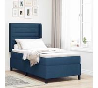 vidaXL Letto a Sorgente LED con materasso Blu 90 x 190 cm Tessuto