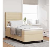 vidaXL Letto a Sorgente LED con materasso Crema 100 x 200 cm Tessuto, Testata regolabile, letto a molle rettangolare, telaio moderno, ampio tessuto resistente, mobili per un sonno lussuoso