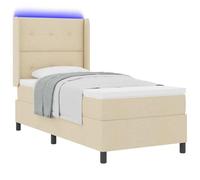 vidaXL Letto a Sorgente LED con materasso Crema 80 x 200 cm Tessuto