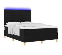 vidaXL Letto a Sorgente LED con materasso Nero 140 x 200 cm Tessuto, Testiera regolabile, letto moderno, materasso a molle insacchettate, mobile eco-friendly con spazio