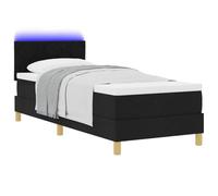 vidaXL Letto a Sorgente LED con Materasso Nero 80 x 200 cm Tessuto, Testiera Regolabile, Letto Moderno con Rete, Cornice con Luce LED, Comodo, Perfetto per Un Sonno Tranquillo