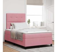 vidaXL Letto a Sorgente LED con materasso Rosa 120 x 200 cm Tessuto