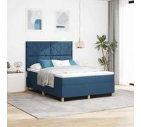 vidaXL Letto a Sorgente LED con testiera Blu 160 x 200 cm Tessuto
