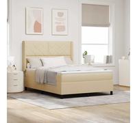 vidaXL Letto a Sorgente LED con testiera Crema 160 x 200 cm Tessuto