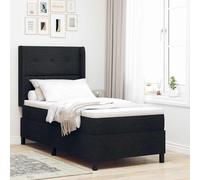 vidaXL Letto a Sorgente LED con testiera Nero 90 x 200 cm Tessuto